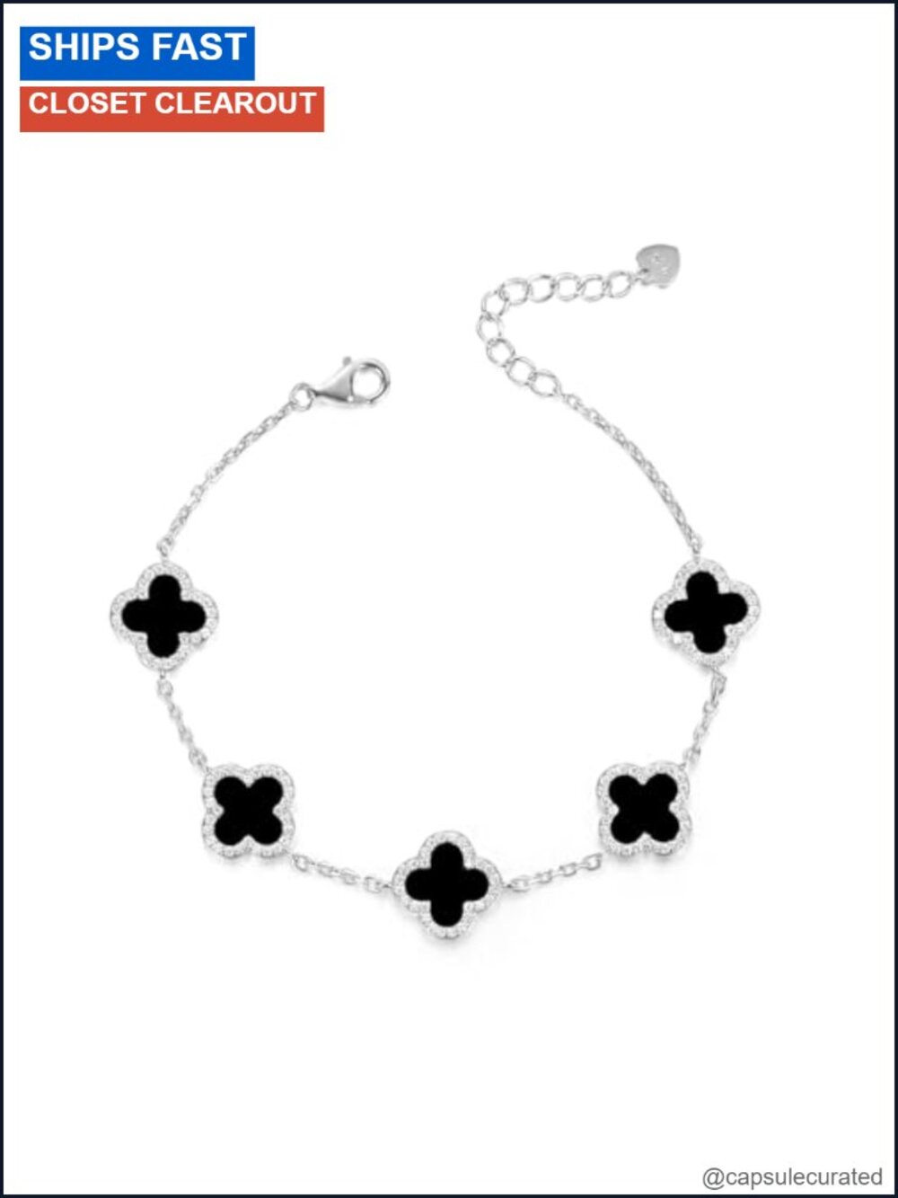 925 Sterling Silver Clover Bracelet Adjustable Link Chain Gift